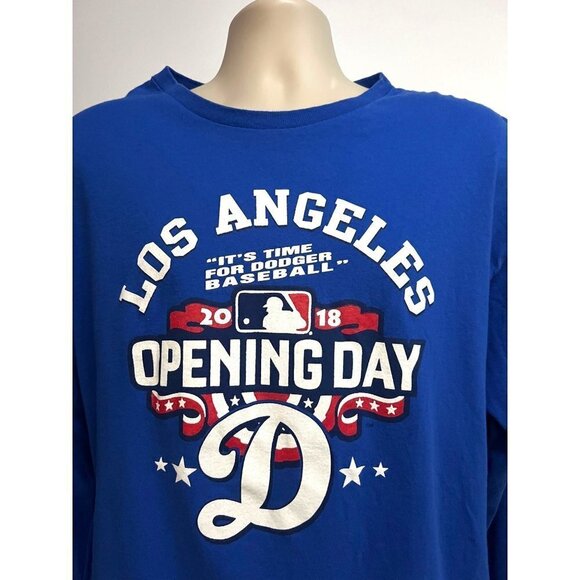 Los Angeles LA Dodgers Baseball Mens Opening Day Blue Double Graphic T-Shirt 2XL - Picture 4 of 8